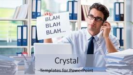  Presentation with communication - Colorful slide deck enhanced with young businessman in effective communication backdrop and a light blue colored foreground