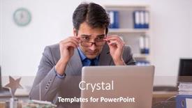  Presentation with employee month - Presentation enhanced with young-businessman-in-employee background and a  colored foreground