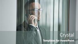  Presentation with elevator - Presentation theme enhanced with young-businessman-in-formalwear background and a  colored foreground