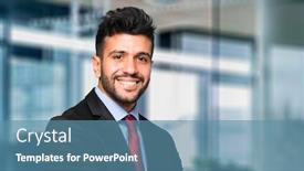  Presentation with office - PPT theme featuring young-businessman-in-his-office background and a teal colored foreground