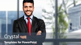  Presentation with office - Slide set consisting of young-businessman-in-his-office background and a ocean colored foreground