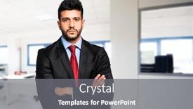  Presentation with office - Presentation theme having young-businessman-in-his-office background and a gray colored foreground
