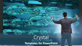  Presentation with blockchain - Slide deck with young-businessman-in-innovative-blockchain background and a ocean colored foreground