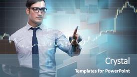  Presentation with trading online - Presentation theme enhanced with young businessman in online trading background and a  colored foreground