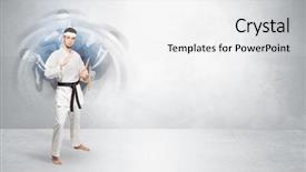  Presentation with young sing woman singing young - Slide set featuring young businessman in suit fighting background and a  colored foreground