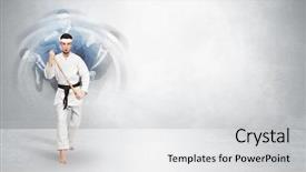  Presentation with jesus empty tomb leaving - Beautiful theme featuring young businessman in suit fighting backdrop and a  colored foreground