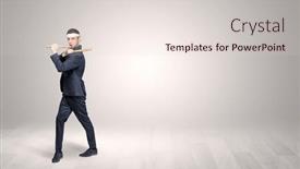  Presentation with space suit - Slides having young-businessman-in-suit-fighting background and a lemonade colored foreground