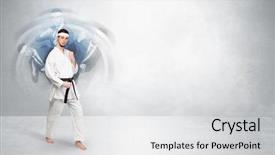  Presentation with empty - Audience pleasing PPT theme consisting of young businessman in suit fighting backdrop and a  colored foreground