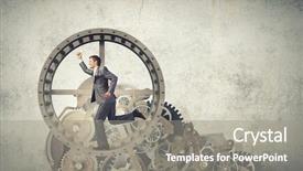  Presentation with teens running - Colorful presentation theme enhanced with young businessman in suit running backdrop and a gray colored foreground