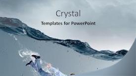  Presentation with blue crystal - Colorful slide set enhanced with young businessman in suit swimming in crystal blue water backdrop and a light blue colored foreground