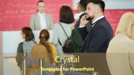  Presentation with registration - Theme with young-businessman-in-suit-talking background and a coral colored foreground