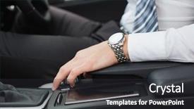  Presentation with drivers - PPT layouts featuring young businessman in the drivers seat in his car background and a dark gray colored foreground