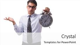  Presentation with human resource management resources concept - Amazing PPT layouts having young businessman in time management backdrop and a  colored foreground