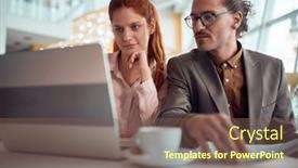  Presentation with atmosphere - Slide set featuring young-businessman-is-watching background and a  colored foreground