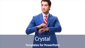  Presentation with frames isolated on white brown - Slide deck consisting of young businessman isolated on white background and a ocean colored foreground