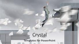 Presentation with gap - Colorful PPT theme enhanced with young businessman jumping above bridge backdrop and a  colored foreground
