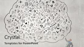  Presentation with great communication skills in business - Beautiful slide deck featuring young businessman lifting his great backdrop and a light gray colored foreground