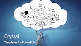  Presentation with business plan - PPT layouts with young businessman lifting his great background and a teal colored foreground