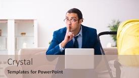  Presentation with newborn - Amazing slides having young-businessman-looking-after-newborn backdrop and a mint green colored foreground