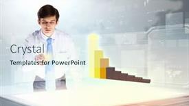  Presentation with high tech - Amazing presentation having young businessman looking at graph of high-tech image backdrop and a sky blue colored foreground