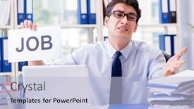  Presentation with unemployment - Theme with young-businessman-looking-for-job background and a light blue colored foreground