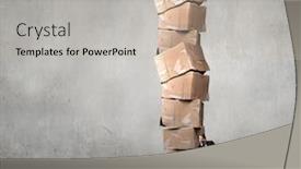  Presentation with effort - Theme with young businessman making effort to move stack of carton boxes background and a mint green colored foreground