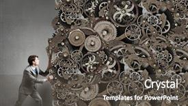  Presentation with mechanism - Slides consisting of young businessman making huge gears background and a dark gray colored foreground
