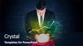  Presentation with magic ball - Audience pleasing theme consisting of young businessman making predictions backdrop and a navy blue colored foreground