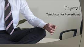  Presentation with desk - PPT layouts consisting of young businessman meditating on his desk background and a light gray colored foreground