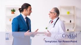  Presentation with old young - Presentation theme consisting of young-businessman-meeting-with-old background and a sky blue colored foreground