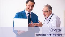  Presentation with old young - Colorful presentation design enhanced with young-businessman-meeting-with-old backdrop and a sky blue colored foreground