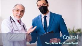  Presentation with old young - Slide set having young-businessman-meeting-with-old background and a ocean colored foreground