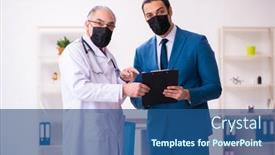  Presentation with old young - Slide set consisting of young-businessman-meeting-with-old background and a ocean colored foreground