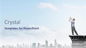  Presentation with pipe - PPT layouts with young-businessman-on-building-top background and a sky blue colored foreground