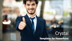  Presentation with modern - Slide set consisting of young-businessman-outdoor background and a navy blue colored foreground