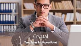  Presentation with chess - Theme featuring young-businessman-playing-chess background and a violet colored foreground