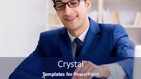  Presentation with chess - Slides enhanced with young-businessman-playing-glass-chess background and a navy blue colored foreground