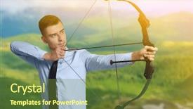  Presentation with archery - Amazing slide deck having young businessman practicing archery backdrop and a tawny brown colored foreground