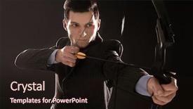  Presentation with archery - PPT layouts having young businessman practicing archery background and a wine colored foreground