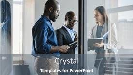  Presentation with director - Theme featuring young-businessman-preparing-report background and a ocean colored foreground