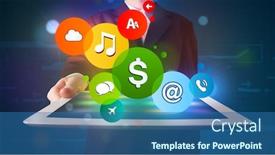  Presentation with colorful - Presentation theme featuring young-businessman-presenting-colorful-modern background and a ocean colored foreground