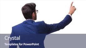  Presentation with liquor and cloud and virtual - Slide set consisting of young businessman pressing virtual buttons background and a ocean colored foreground