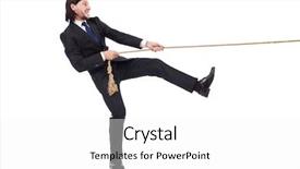  Presentation with rope - Cool new PPT theme with young-businessman-pulling-rope-isolated backdrop and a white colored foreground
