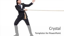  Presentation with rope - Beautiful PPT theme featuring young-businessman-pulling-rope-isolated backdrop and a white colored foreground