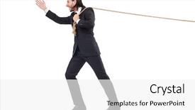  Presentation with hanging rope pictures white - Colorful PPT theme enhanced with young businessman pulling rope isolated on white backdrop and a white colored foreground