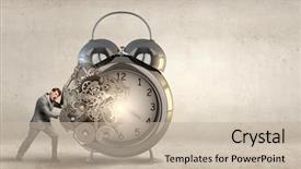  Presentation with effort - Amazing presentation design having young businessman pushing with effort backdrop and a mint green colored foreground