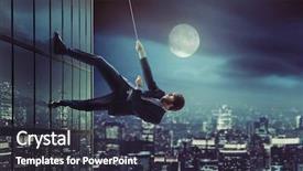  Presentation with goal - Presentation theme with young businessman reaching the top background and a dark gray colored foreground