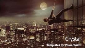  Presentation with businessman standing on mountain top - Colorful presentation enhanced with young businessman reaching the top backdrop and a tawny brown colored foreground