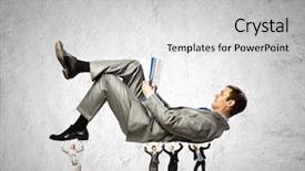  Presentation with kids reading book - Cool new slide deck with young businessman reading book supported backdrop and a light gray colored foreground