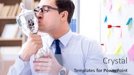  Presentation with prize - PPT layouts featuring young-businessman-receiving-prize-cup background and a light blue colored foreground